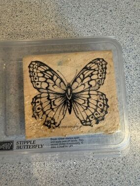 Stampin' Up! Stipple Butterfly Wood-Mounted Stamp - Black Ink Image